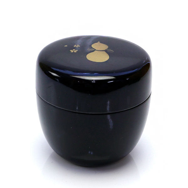 Matcha Mini Tea Caddy Natsume Black Inner Black Yamanaka lacquer Gourd Print