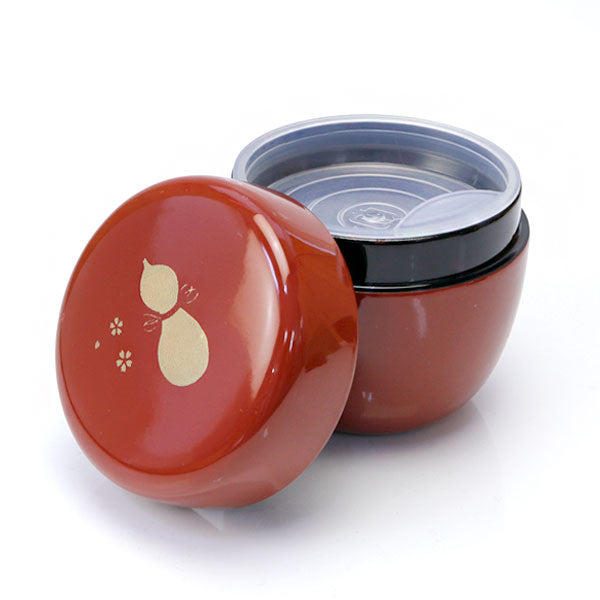 Matcha Mini Tea Caddy Natsume Vermilion Inner Black Yamanaka lacquer Gourd Print