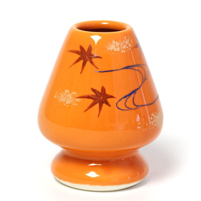 Matcha Whisk Holder Maple Leaves and Flowing Stream | Hand Painted by Kaiho Yagi | Made in Japan