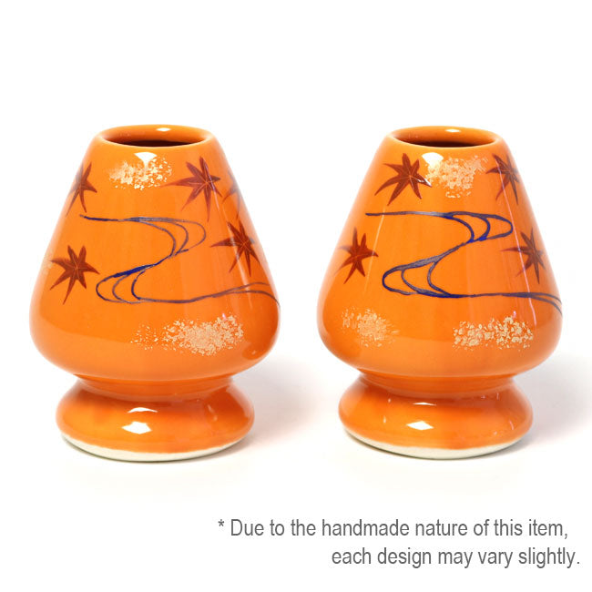 Matcha Whisk Holder Maple Leaves and Flowing Stream | Hand Painted by Kaiho Yagi | Made in Japan