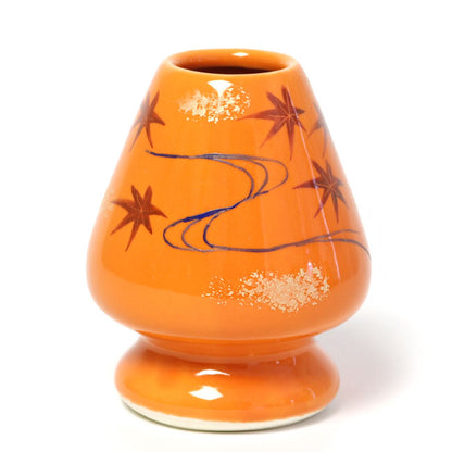 Matcha Whisk Holder Maple Leaves and Flowing Stream | Hand Painted by Kaiho Yagi | Made in Japan
