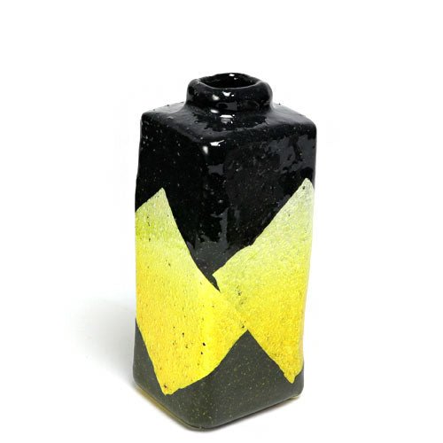 Japanese Kutani Ware Bud Vase, Black & Yellow - MatchaJP