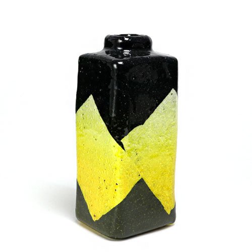 Japanese Kutani Ware Bud Vase, Black & Yellow - MatchaJP