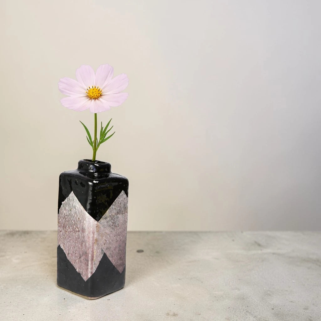 Japanese Kutani Ware Bud Vase – Ceramic Vase ( Black & Purple) | Made in Japan