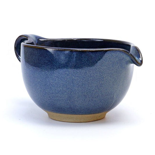 Indigo Matcha Bowl with Handle and Spout – Handcrafted Mino Ware, Perfect for Matcha Lattes - MatchaJP