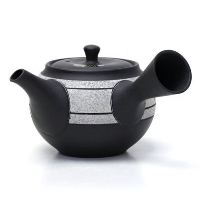 Japanese teapot, black mud, mesh inside, Tokoname ware - MatchaJP