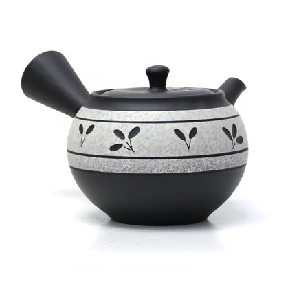 Japanese teapot, black mud, mesh inside, Tokoname ware - MatchaJP