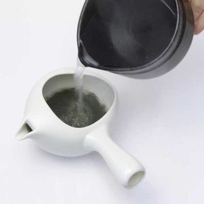 Japanese teapot, black mud, mesh inside, Tokoname ware Hi - mesh - MatchaJP