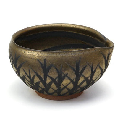 Katakuti matcha bowl MASAMURA Mino ware "Bronze Grove " - MatchaJP