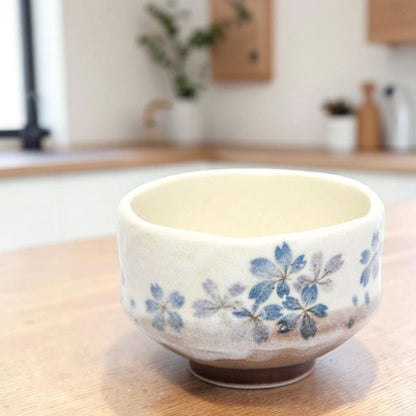 Small Matcha Bowl Blue Sakura | Mino Ware Made in Japan
