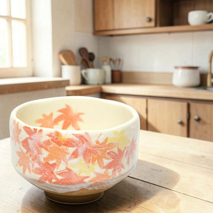 Small Matcha Bowl Red Maple | Mino Ware Made in Japan