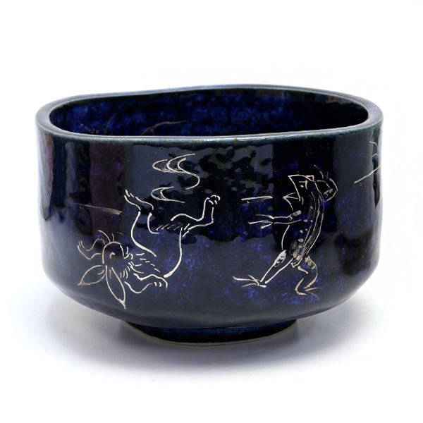 Matcha bowl, Choju Jinbutsu Giga, silver - MatchaJP