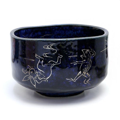 Matcha bowl, Choju Jinbutsu Giga, silver - MatchaJP