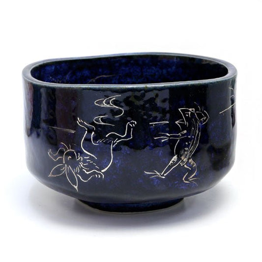 Matcha bowl, Choju Jinbutsu Giga, silver - MatchaJP