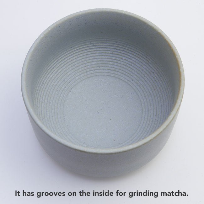 Matcha Latte Bowl – Small Size with Wooden Stick – Mino Ware – Light Blue - MatchaJP