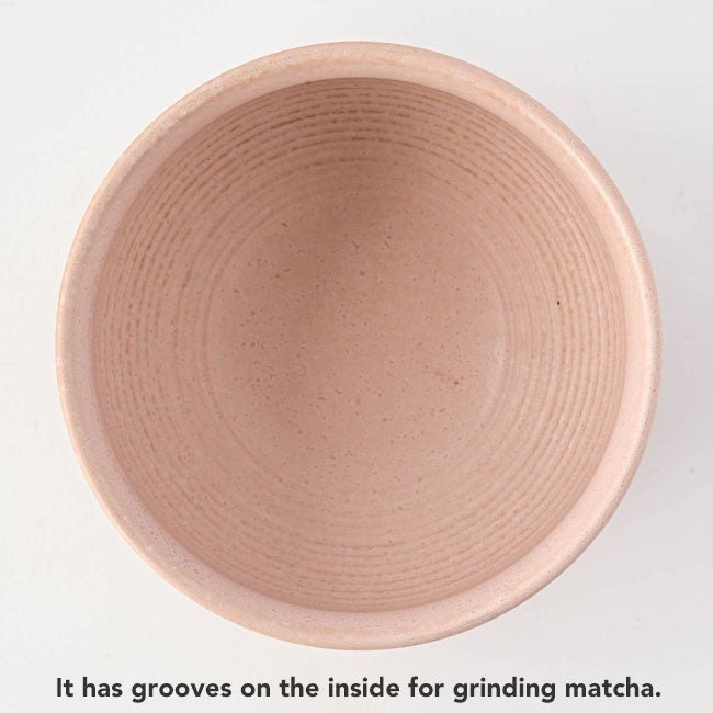 Matcha Latte Bowl – Small Size with Wooden Stick – Mino Ware – Pink - MatchaJP
