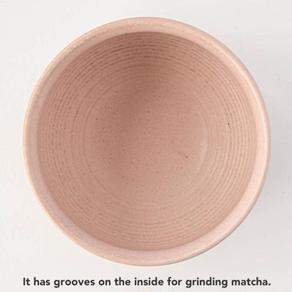 Matcha Latte Bowl – Small Size with Wooden Stick – Mino Ware – Pink - MatchaJP
