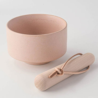 Matcha Latte Bowl – Small Size with Wooden Stick – Mino Ware – Pink - MatchaJP