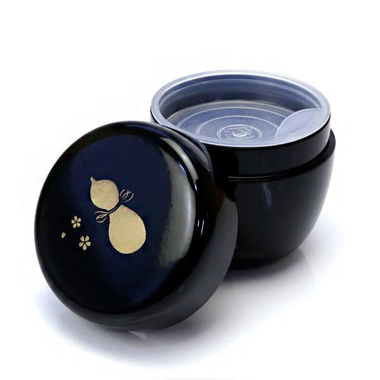 Matcha Mini Tea Caddy Natsume Black Inner Black Yamanaka lacquer Gourd Print - MatchaJP