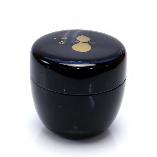 Matcha Mini Tea Caddy Natsume Black Inner Black Yamanaka lacquer Gourd Print - MatchaJP