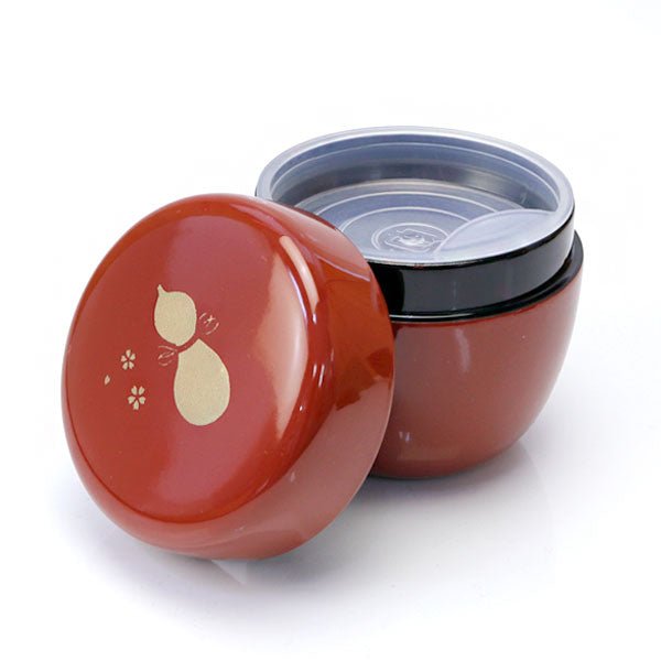 Matcha Mini Tea Caddy Natsume Vermilion Inner Black Yamanaka lacquer Gourd Print - MatchaJP