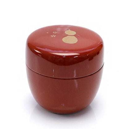 Matcha Mini Tea Caddy Natsume Vermilion Inner Black Yamanaka lacquer Gourd Print - MatchaJP