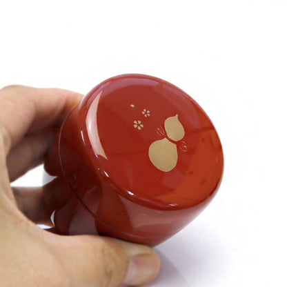 Matcha Mini Tea Caddy Natsume Vermilion Inner Black Yamanaka lacquer Gourd Print - MatchaJP
