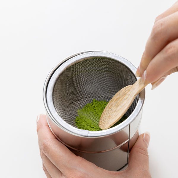 Matcha sieve tinplate with wooden spoon