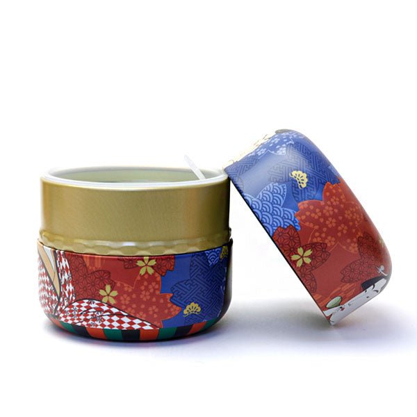 matcha storage tin Natsume - shaped Kabuki picture - MatchaJP
