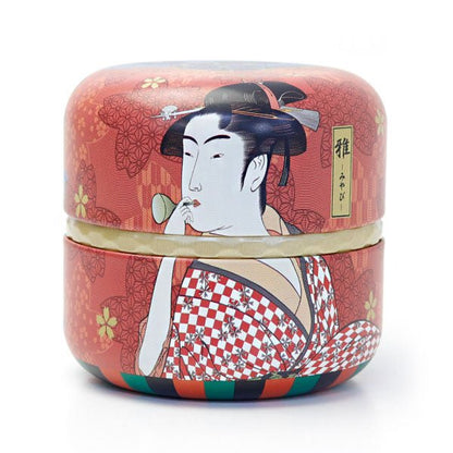 matcha storage tin Natsume - shaped Kabuki picture - MatchaJP