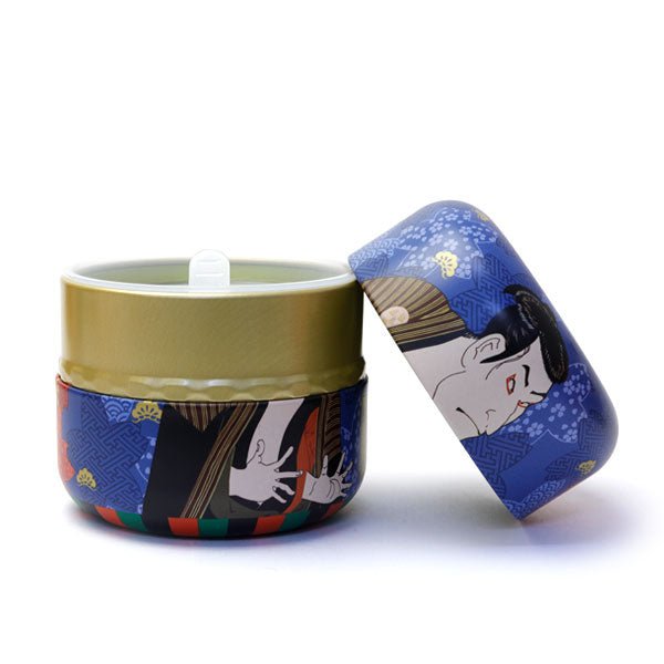 matcha storage tin Natsume - shaped Kabuki picture - MatchaJP