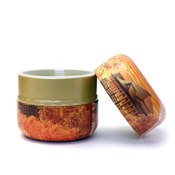 matcha storage tin Natsume - shaped Kyoto temple - MatchaJP