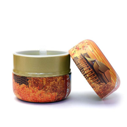 matcha storage tin Natsume - shaped Kyoto temple - MatchaJP