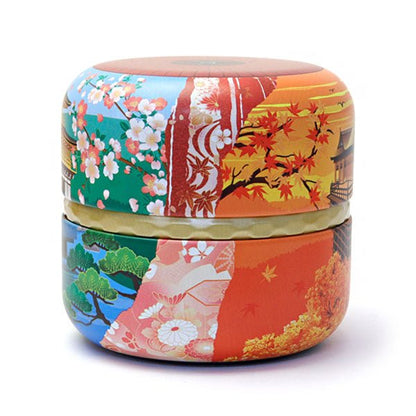 matcha storage tin Natsume - shaped Kyoto temple - MatchaJP