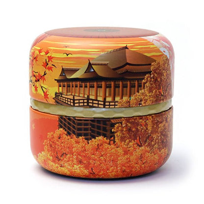 matcha storage tin Natsume - shaped Kyoto temple - MatchaJP