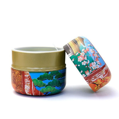 matcha storage tin Natsume - shaped Kyoto temple - MatchaJP
