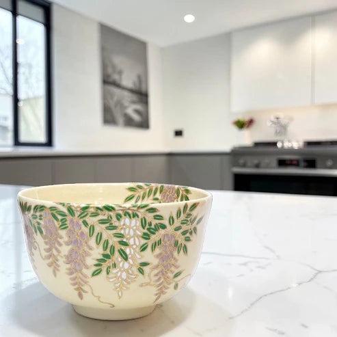 Japanese Matcha Tea Bowl – Wisteria Kyō Ware | Handmade in Japan