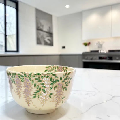 Japanese Matcha Tea Bowl – Wisteria Kyō Ware | Handmade in Japan