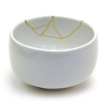 Matcha tea bowl Mino ware "Kintsugi style" White - MatchaJP