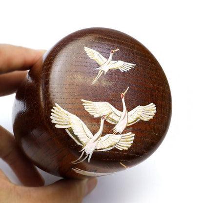 Matcha tea caddy Natsume crane made by Keiho Sugaya - MatchaJP