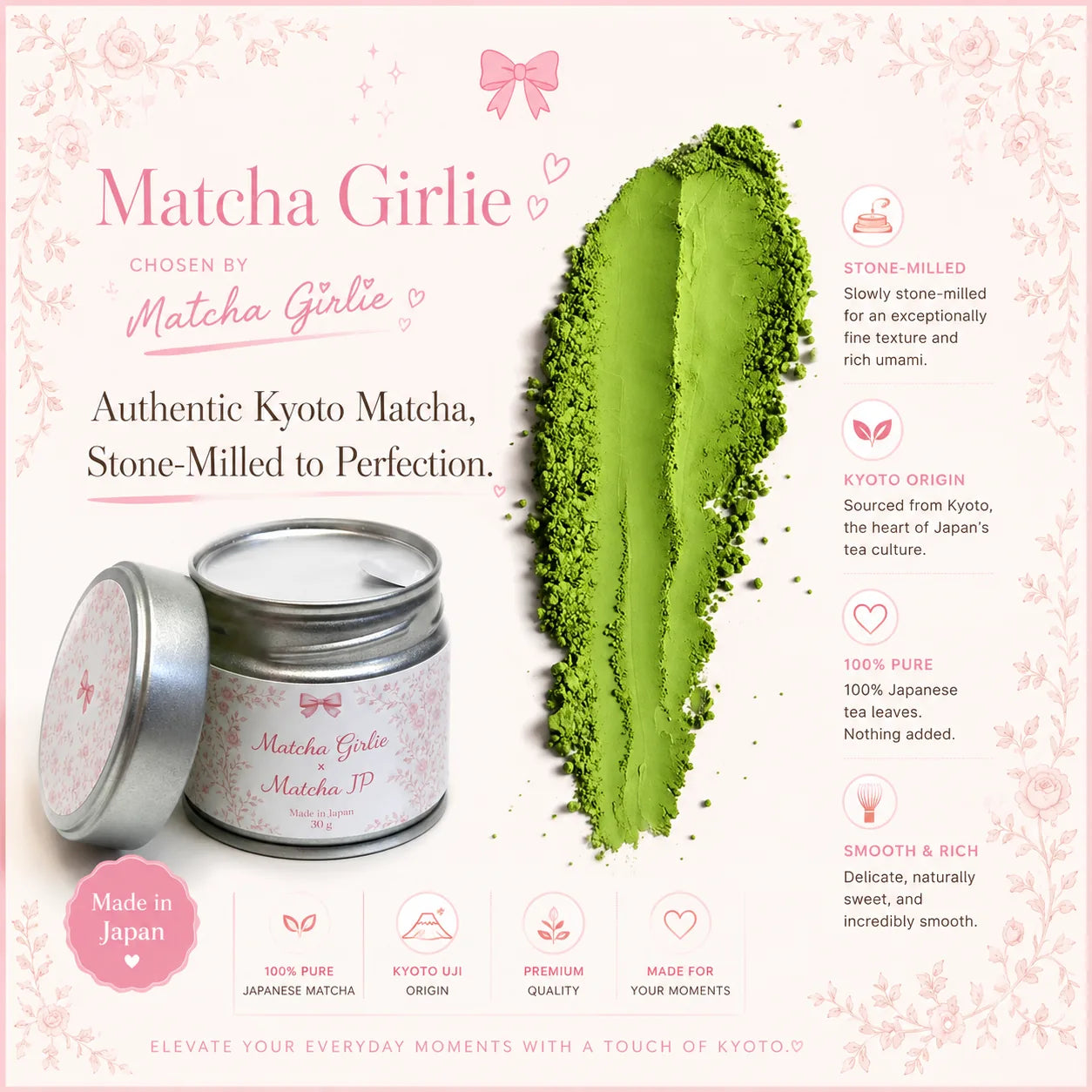 Matcha Girlie – Premium Kyoto Uji Ceremonial Matcha 30g - MatchaJP