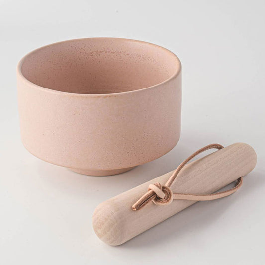 Matcha Latte Bowl – Small Size with Wooden Stick – Mino Ware – Pink