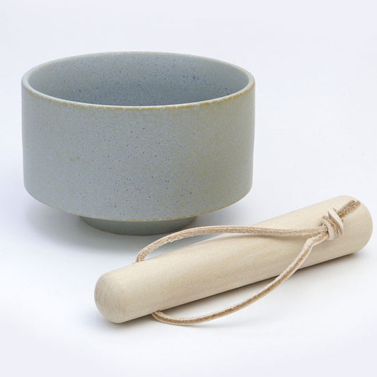 Matcha Latte Bowl – Small Size with Wooden Stick – Mino Ware – Light Blue