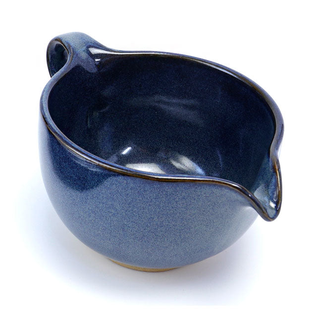 Indigo Matcha Bowl with Handle and Spout – Handcrafted Mino Ware, Perfect for Matcha Lattes