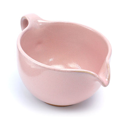 Pink Matcha Bowl with Handle and Spout – Handcrafted Mino Ware, Perfect for Matcha Lattes