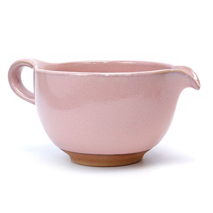 Pink Matcha Bowl with Handle and Spout – Handcrafted Mino Ware, Perfect for Matcha Lattes