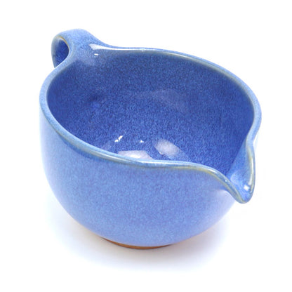 Sky Blue Matcha Bowl with Handle and Spout – Handcrafted Mino Ware, Perfect for Matcha Lattes