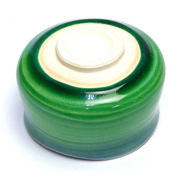 Green Crackle Pattern Matcha Bowl – Handcrafted Mino Ware from Japan