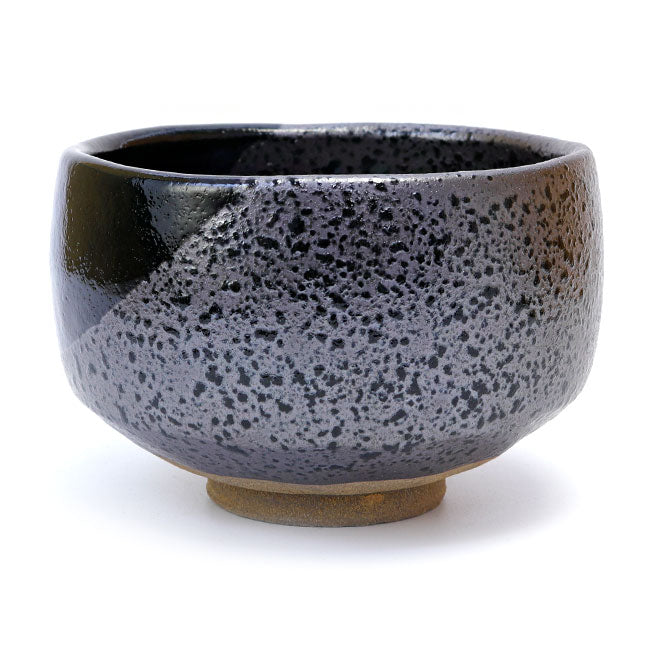 Black Crystal Oribe Matcha Bowl – Handcrafted Mino Ware from Japan