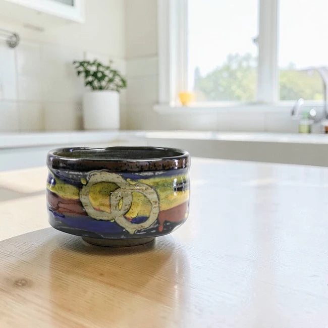 Tri-color Glazed Matcha Bowl (Chawan) – Japanese Mino Ware Ceramic | Made in Japan